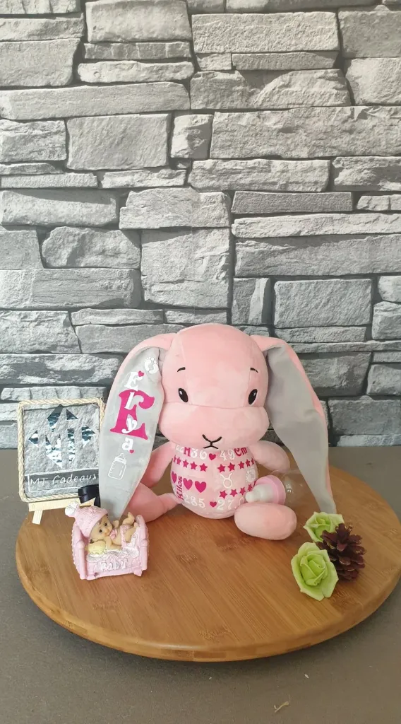 Peluche Lapin personnalisée (ROSE)